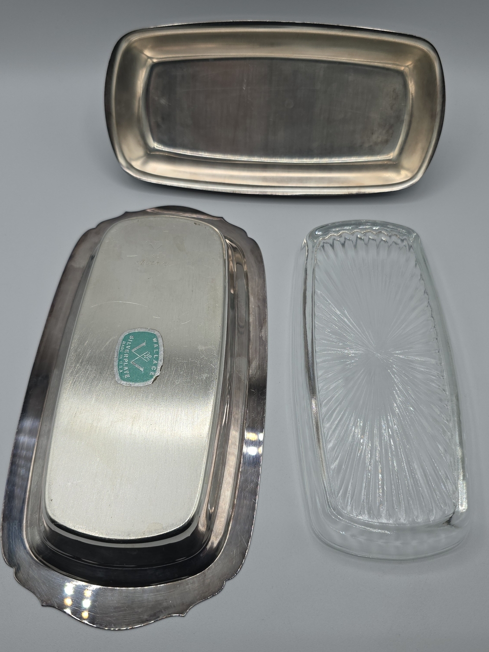 VTG Wallace Silverplate Butter Dish w/Lid & Glass Insert, USA Made, Mid Century - Picture 7 of 16